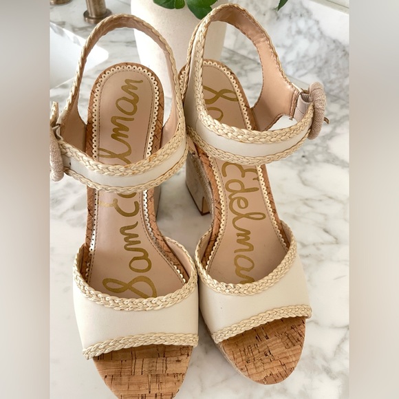 Sam Edelman Lillie Lliana Platform Sandals Sand Raffia Size 8.5 Buckle - Picture 6 of 7
